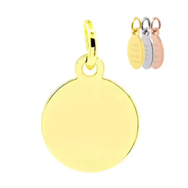 Small Size Round Metal Tag Necklace Pendant - Small Size Round Metal Tag Necklace Pendant - Image 2 of 3