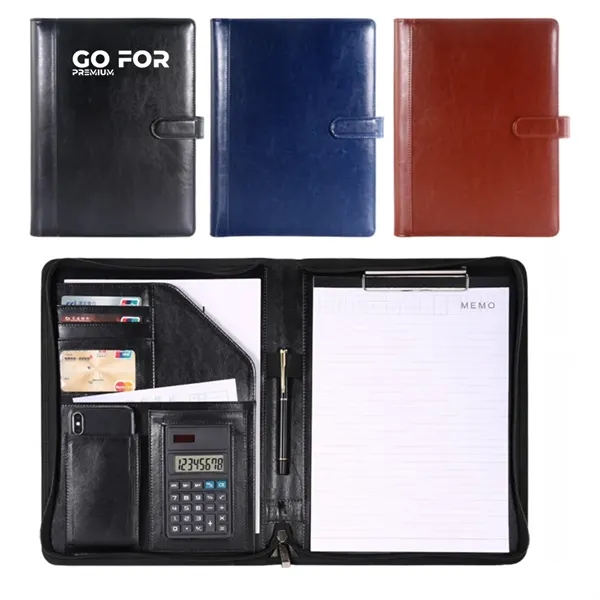 Custom All-in-One Luxury Business Leather Zippered Padfolios - Custom All-in-One Luxury Business Leather Zippered Padfolios - Image 0 of 3