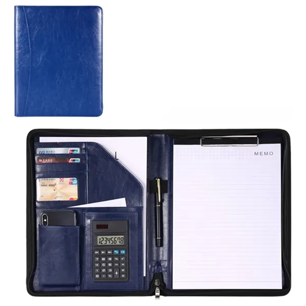 Custom All-in-One Luxury Business Leather Zippered Padfolios - Custom All-in-One Luxury Business Leather Zippered Padfolios - Image 3 of 3
