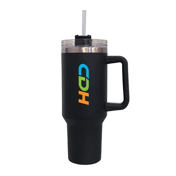 40 oz. Stainless Vacuum Insulated Mug w/ Handle, Lid & Straw - 40 oz. Stainless Vacuum Insulated Mug w/ Handle, Lid & Straw - Image 3 of 7