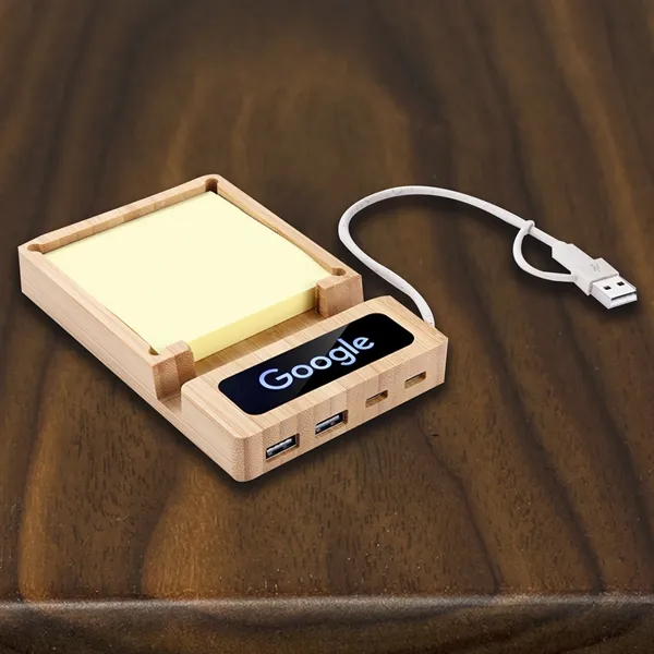 Bamboo USB Hub/Phone Holder/Small Post It Holder - Bamboo USB Hub/Phone Holder/Small Post It Holder - Image 1 of 6
