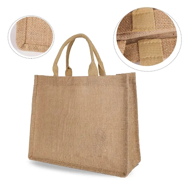 Two-Tone Linen/ Burlap Jute Tote Bag - Two-Tone Linen/ Burlap Jute Tote Bag - Image 0 of 3