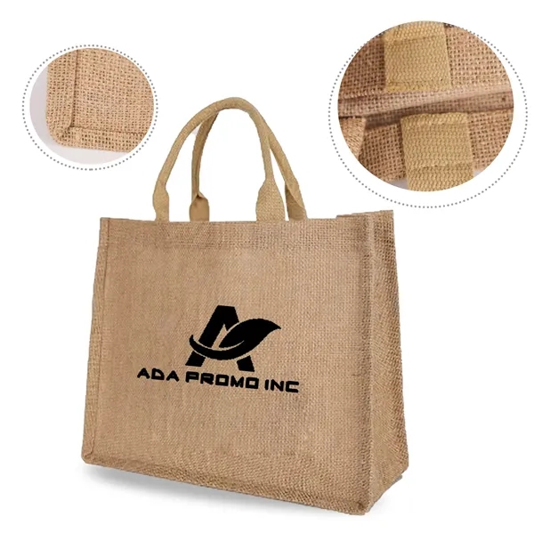 Two-Tone Linen/ Burlap Jute Tote Bag - Two-Tone Linen/ Burlap Jute Tote Bag - Image 1 of 3