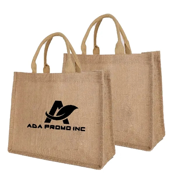 Two-Tone Linen/ Burlap Jute Tote Bag - Two-Tone Linen/ Burlap Jute Tote Bag - Image 3 of 3