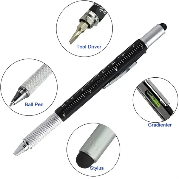 6-in-1 Multifunctional Multitool Tech Tool Ballpoint Pen - 6-in-1 Multifunctional Multitool Tech Tool Ballpoint Pen - Image 1 of 3
