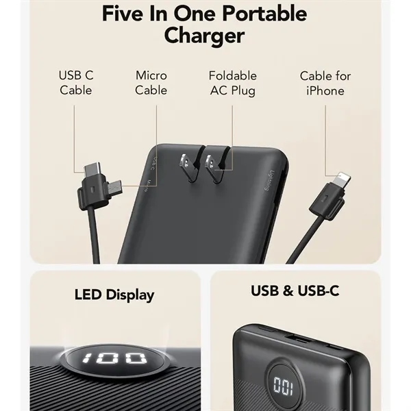 Power bank with plug and data cable - Power bank with plug and data cable - Image 2 of 4