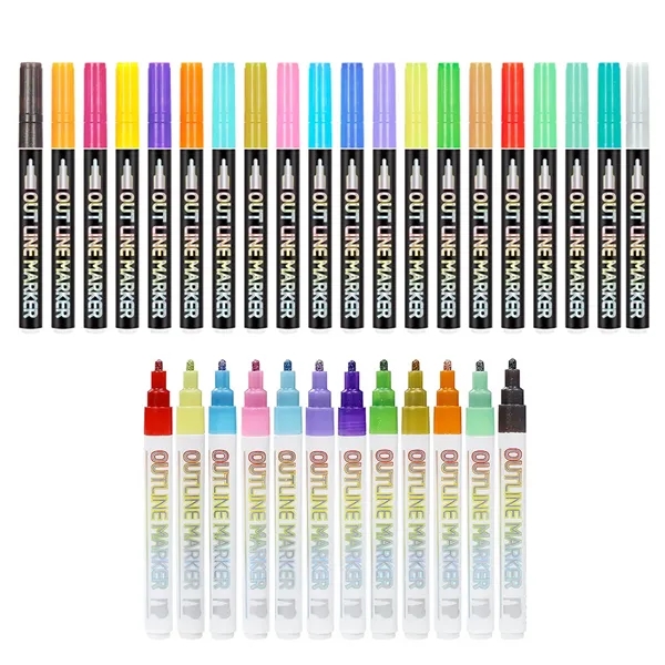 12 Colors Double Line Metallic Markers - 12 Colors Double Line Metallic Markers - Image 0 of 4