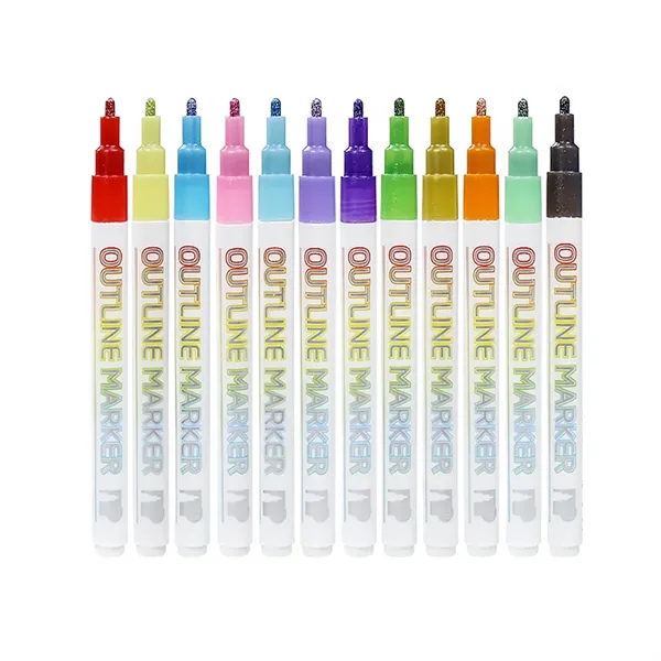 12 Colors Double Line Metallic Markers - 12 Colors Double Line Metallic Markers - Image 1 of 4