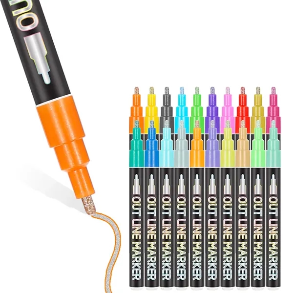 12 Colors Double Line Metallic Markers - 12 Colors Double Line Metallic Markers - Image 2 of 4