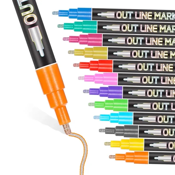 12 Colors Double Line Metallic Markers - 12 Colors Double Line Metallic Markers - Image 4 of 4