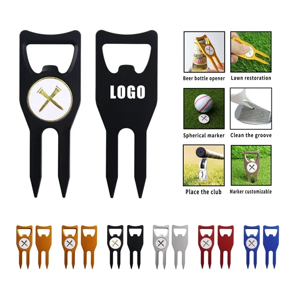 6-in-1 Golf Divot Tool with Bottle Opener - 6-in-1 Golf Divot Tool with Bottle Opener - Image 0 of 2
