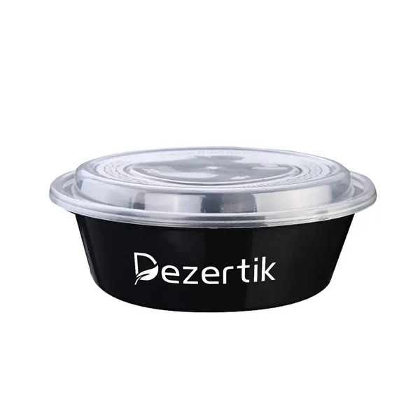 Black Round Plastic Take-out Food Container - Black Round Plastic Take-out Food Container - Image 0 of 4