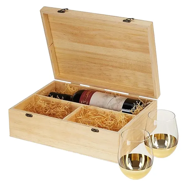 Twine Living Co. Wood Wine Box Set w/ 2 Stemless Glasses - Twine Living Co. Wood Wine Box Set w/ 2 Stemless Glasses - Image 0 of 3