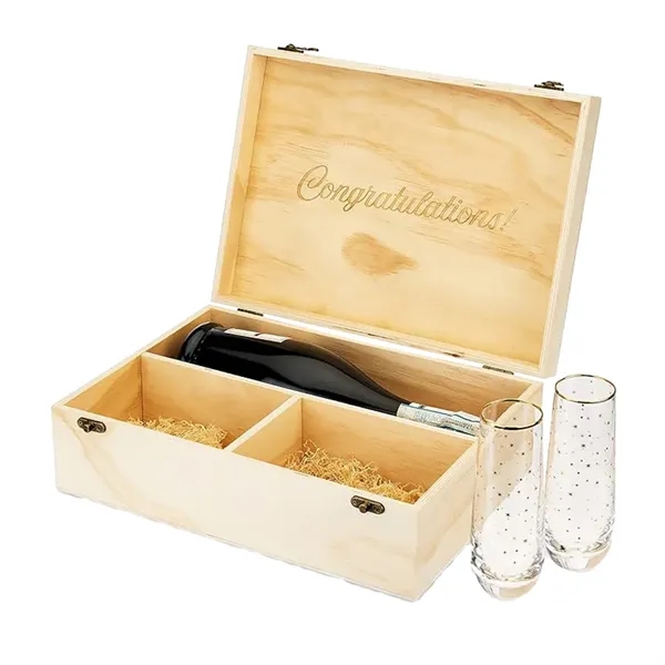 Twine Living Co. Celebrate Wood Champagne Box Set w/ Flutes - Twine Living Co. Celebrate Wood Champagne Box Set w/ Flutes - Image 1 of 4