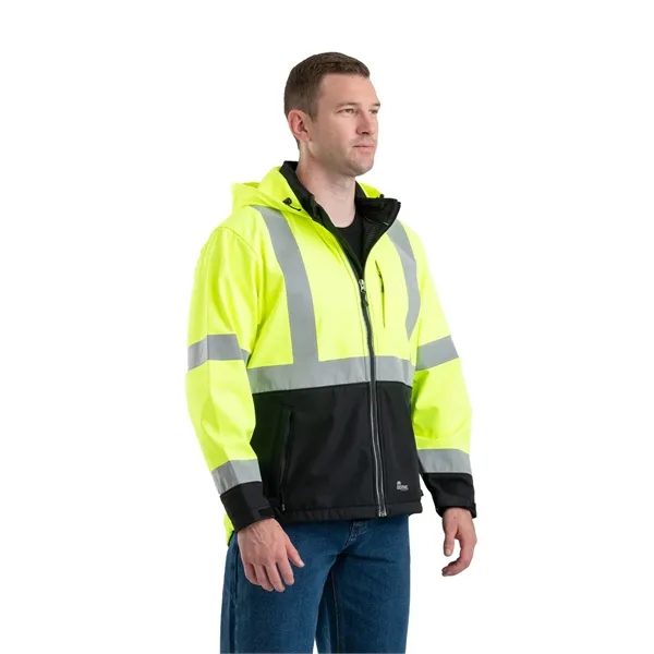 Berne Men's Hi-Vis Class 3 Hooded Softshell Jacket - Berne Men's Hi-Vis Class 3 Hooded Softshell Jacket - Image 4 of 5