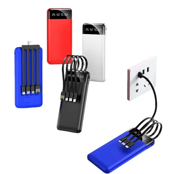 10000mAh Fast Power Bank With Built-In Charging Cable - 10000mAh Fast Power Bank With Built-In Charging Cable - Image 2 of 2