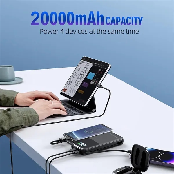 Power Bank 20000 mAH Portable Charger AC Wall Plug and Cable - Power Bank 20000 mAH Portable Charger AC Wall Plug and Cable - Image 1 of 5