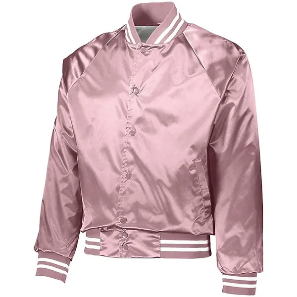 Augusta Satin Striped Baseball Jacket - Augusta Satin Striped Baseball Jacket - Image 3 of 8