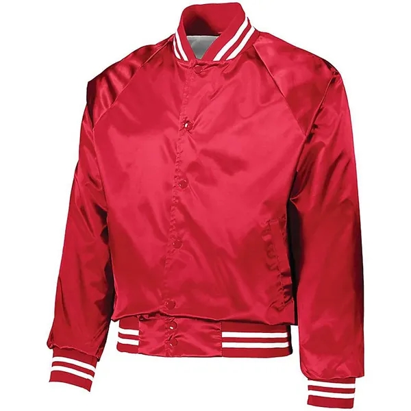 Augusta Satin Striped Baseball Jacket - Augusta Satin Striped Baseball Jacket - Image 7 of 8