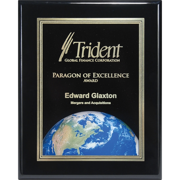 Ebony Piano Finish Plaque with Themed Florentine Plate - Ebony Piano Finish Plaque with Themed Florentine Plate - Image 1 of 1