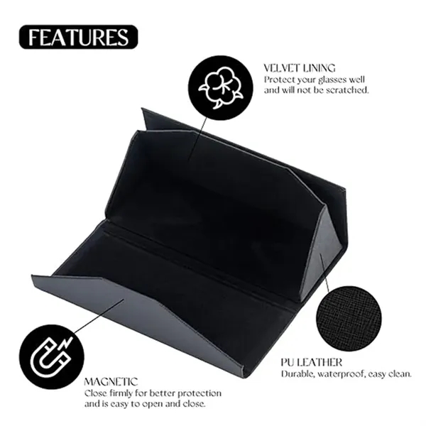 PU Leather Magnetic Folding Hard Eyeglasses Case - PU Leather Magnetic Folding Hard Eyeglasses Case - Image 2 of 6