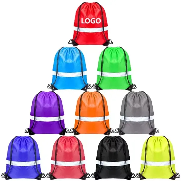 Custom logo polyester reflective drawstring bag - Custom logo polyester reflective drawstring bag - Image 0 of 2