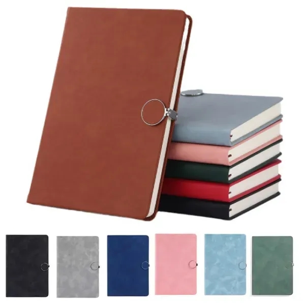 Magnetic Buckle Leather Hardcover Notebook A5 Personal Diary - Magnetic Buckle Leather Hardcover Notebook A5 Personal Diary - Image 0 of 8