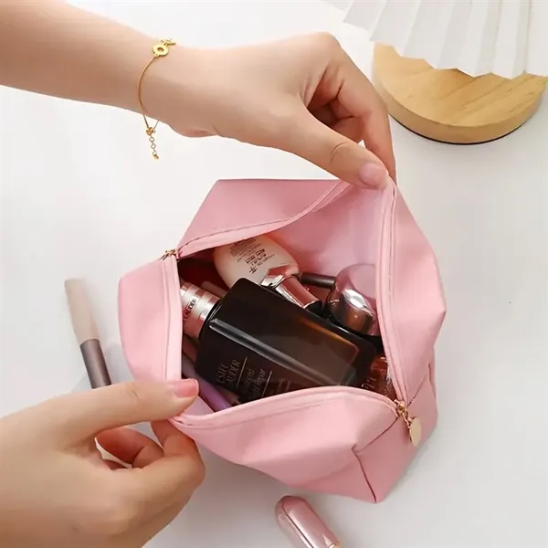 Chic Leatherette Cosmetic Toiletry Bag with Gold Zippers - Chic Leatherette Cosmetic Toiletry Bag with Gold Zippers - Image 5 of 6