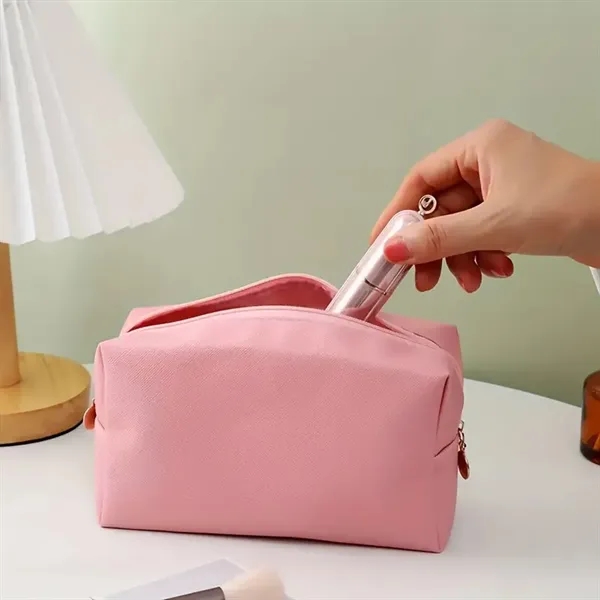 Chic Leatherette Cosmetic Toiletry Bag with Gold Zippers - Chic Leatherette Cosmetic Toiletry Bag with Gold Zippers - Image 6 of 6