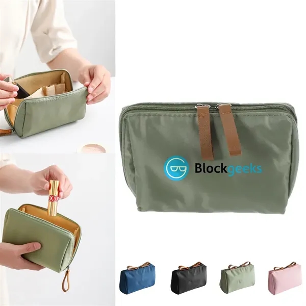 Nylon Cosmetic Toiletry Bag: Gold Zippers - Nylon Cosmetic Toiletry Bag: Gold Zippers - Image 0 of 6