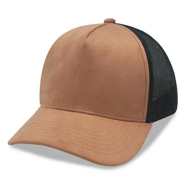 5 Panel A Frame Suede Trucker Caps - 5 Panel A Frame Suede Trucker Caps - Image 1 of 7