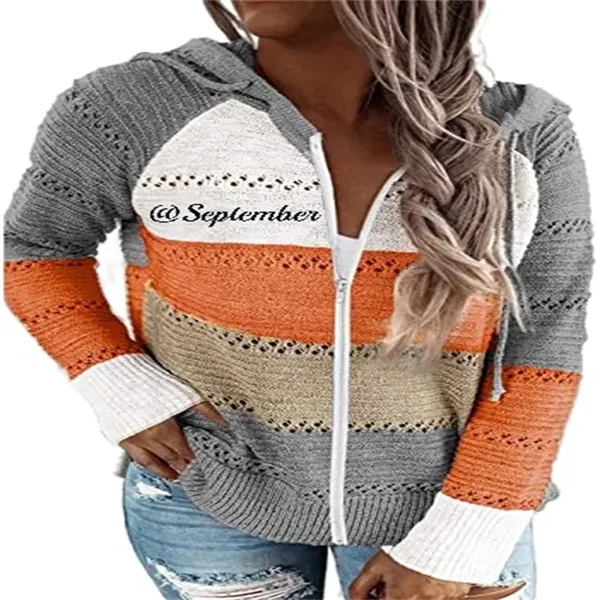Womens Long sleeve Knit Sweater Zip Up Hoodie - Womens Long sleeve Knit Sweater Zip Up Hoodie - Image 1 of 1