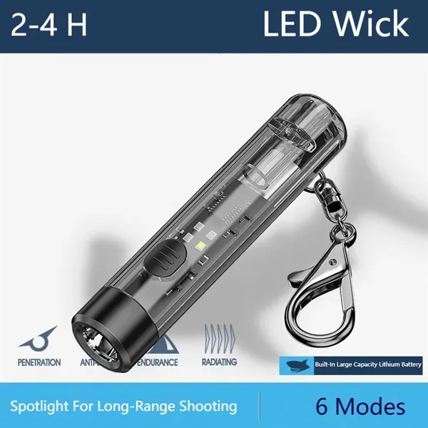 200mAh Rechargeable Mini Keychain Flashlight Whistle - 200mAh Rechargeable Mini Keychain Flashlight Whistle - Image 2 of 4