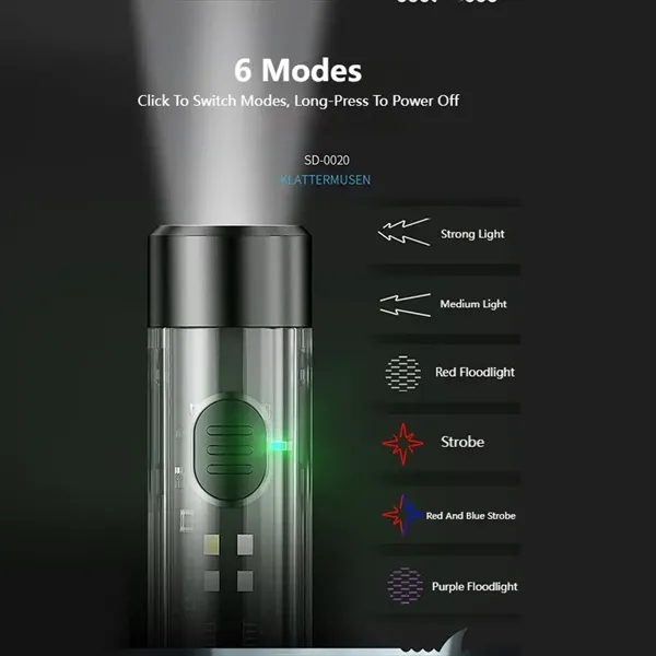 200mAh Rechargeable Mini Keychain Flashlight Whistle - 200mAh Rechargeable Mini Keychain Flashlight Whistle - Image 3 of 4