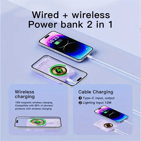 1W Power Bank with Magnetic Wireless Charger & Stand - 1W Power Bank with Magnetic Wireless Charger & Stand - Image 2 of 7