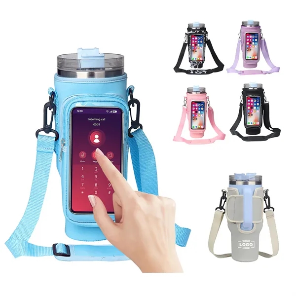 Waterproof Bottle Pouch with Phone Pocket for 40 oz Tumbler - Waterproof Bottle Pouch with Phone Pocket for 40 oz Tumbler - Image 0 of 3