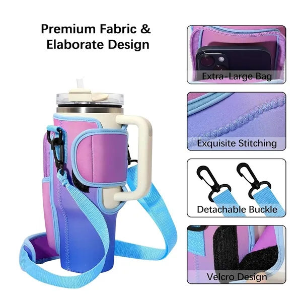 Waterproof Bottle Pouch with Phone Pocket for 40 oz Tumbler - Waterproof Bottle Pouch with Phone Pocket for 40 oz Tumbler - Image 2 of 3