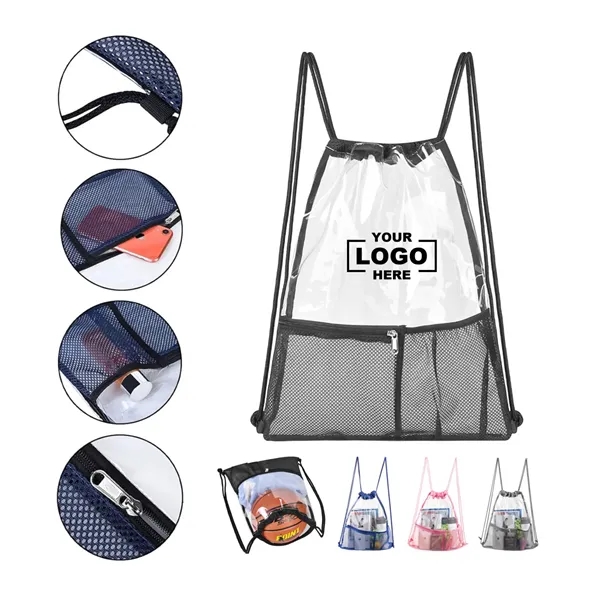 Clear Waterproof Coliseum Stadium Drawstring Backpack - Clear Waterproof Coliseum Stadium Drawstring Backpack - Image 0 of 5