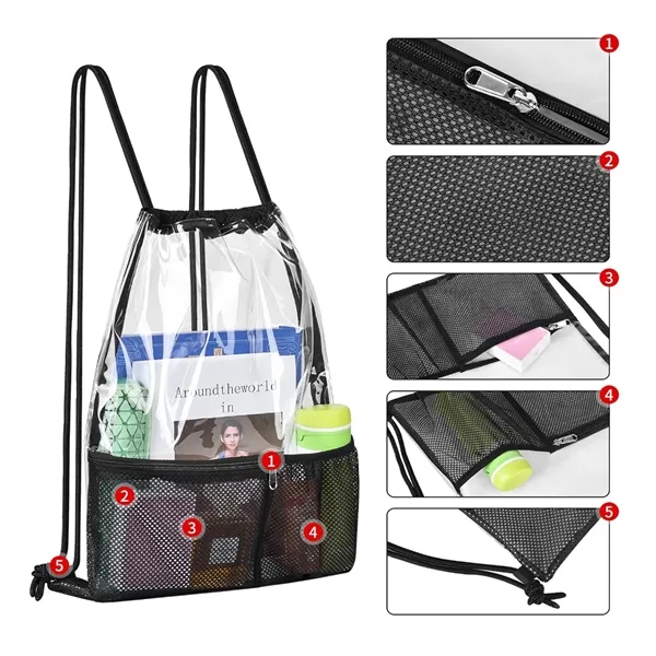 Clear Waterproof Coliseum Stadium Drawstring Backpack - Clear Waterproof Coliseum Stadium Drawstring Backpack - Image 2 of 5