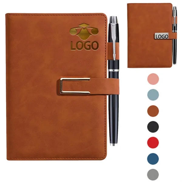 A5 Pu Leather Cover Notebook With Pen Holder - A5 Pu Leather Cover Notebook With Pen Holder - Image 0 of 2