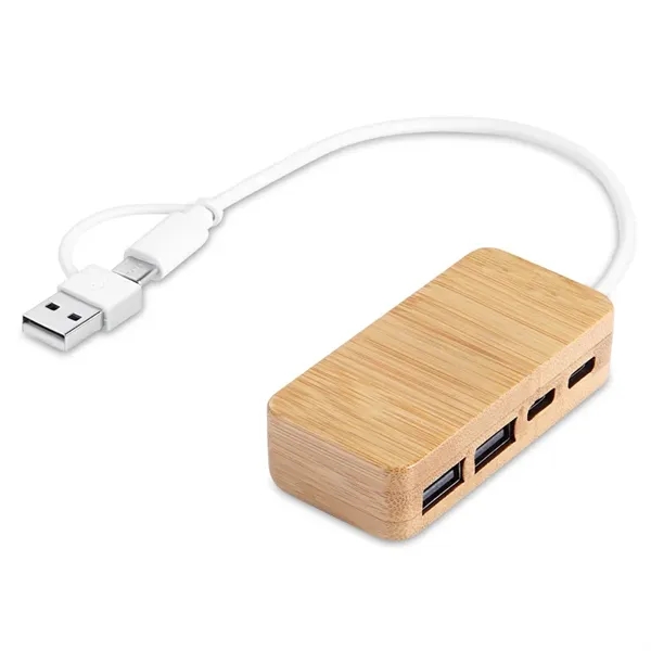 4 PORT Bamboo USB/Type-C Hub - 4 PORT Bamboo USB/Type-C Hub - Image 1 of 6