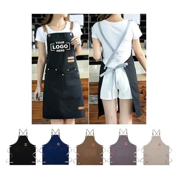 Waterproof Canvas Kitchen Aprons w/ Detachable Cross Straps - Waterproof Canvas Kitchen Aprons w/ Detachable Cross Straps - Image 0 of 6