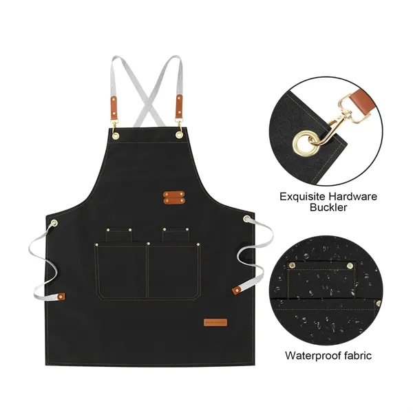 Waterproof Canvas Kitchen Aprons w/ Detachable Cross Straps - Waterproof Canvas Kitchen Aprons w/ Detachable Cross Straps - Image 6 of 6