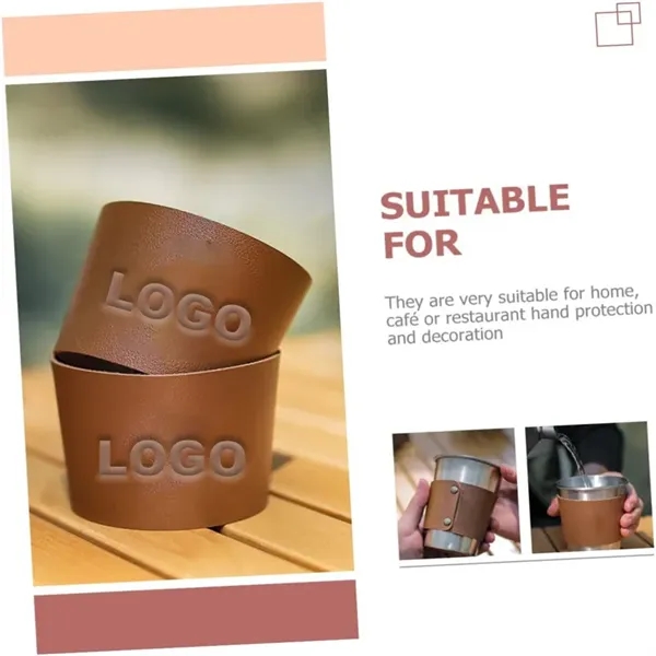 PU Leather Ice Coffee Mug Sleeve Water Cup Bottle Protector - PU Leather Ice Coffee Mug Sleeve Water Cup Bottle Protector - Image 1 of 3