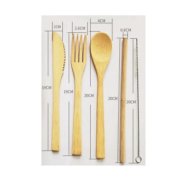 Bamboo Cutlery Set With Travel Pouch-5 Pieces - Bamboo Cutlery Set With Travel Pouch-5 Pieces - Image 5 of 5