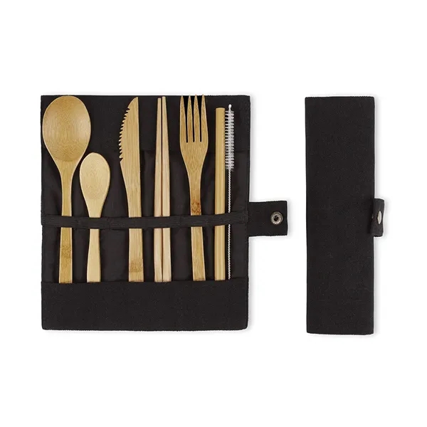 Bamboo Cutlery Set With Travel Pouch-5 Pieces - Bamboo Cutlery Set With Travel Pouch-5 Pieces - Image 3 of 5