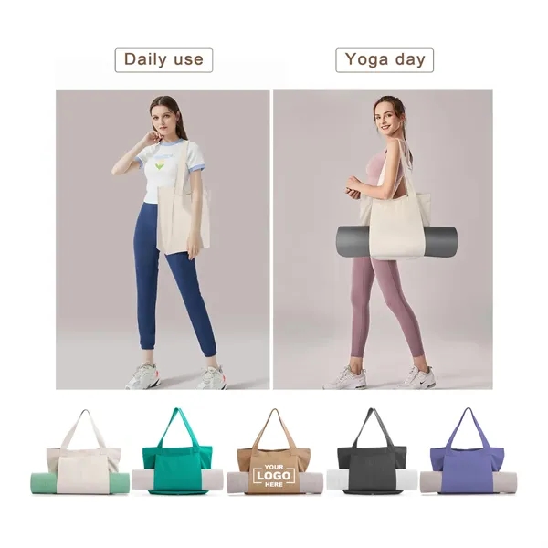 Custom Women Fitness Round Canvas Yoga Mat Carry Tote Bag - Custom Women Fitness Round Canvas Yoga Mat Carry Tote Bag - Image 0 of 7