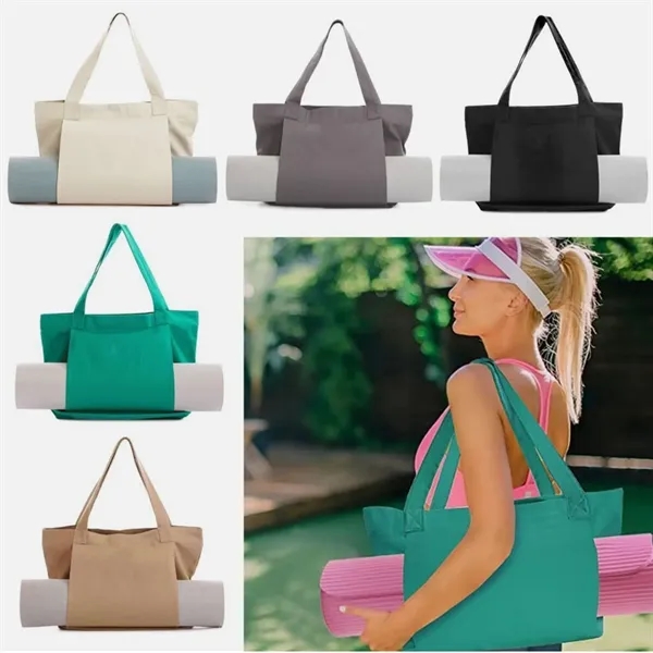 Custom Women Fitness Round Canvas Yoga Mat Carry Tote Bag - Custom Women Fitness Round Canvas Yoga Mat Carry Tote Bag - Image 1 of 7