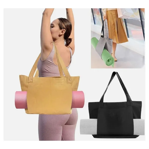 Custom Women Fitness Round Canvas Yoga Mat Carry Tote Bag - Custom Women Fitness Round Canvas Yoga Mat Carry Tote Bag - Image 3 of 7