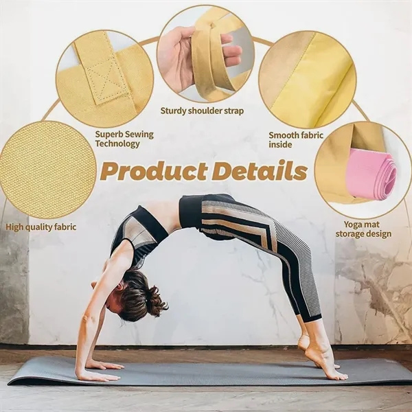 Custom Women Fitness Round Canvas Yoga Mat Carry Tote Bag - Custom Women Fitness Round Canvas Yoga Mat Carry Tote Bag - Image 4 of 7
